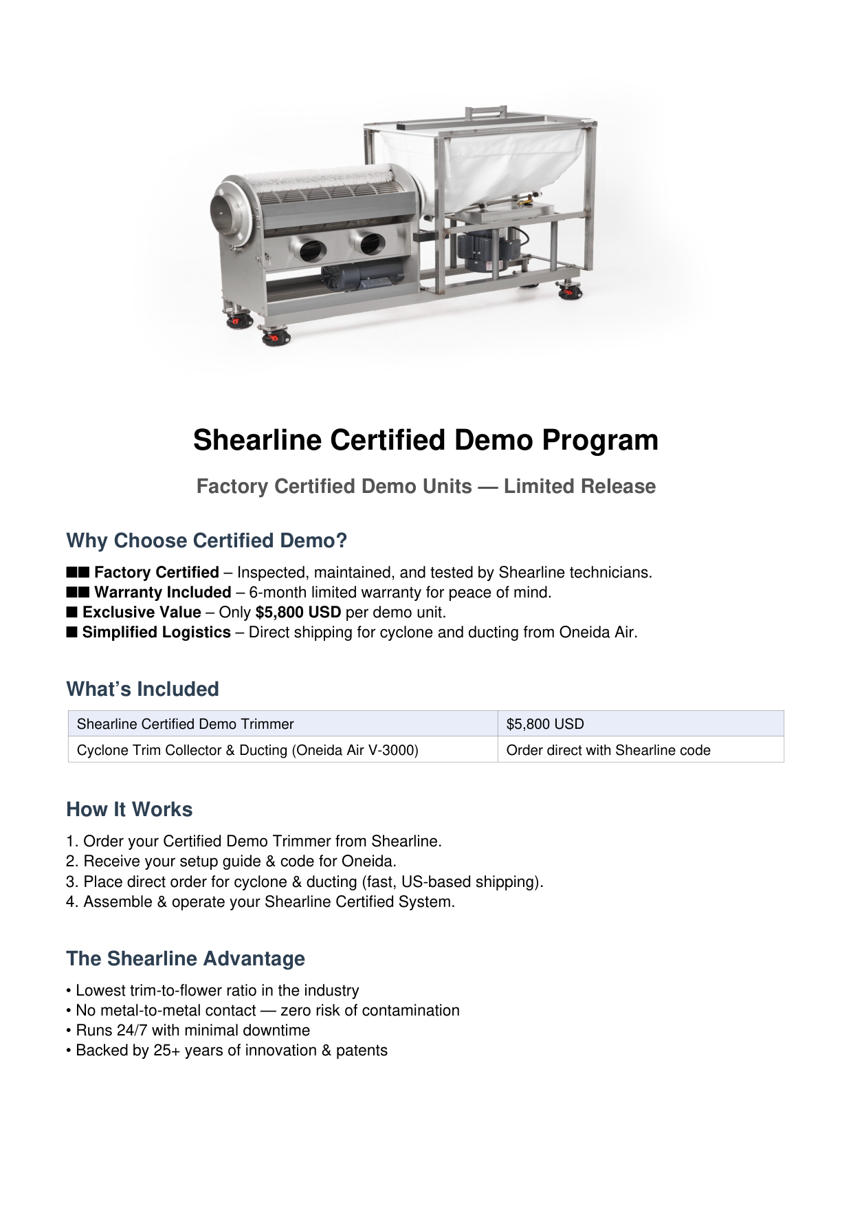 Certified Demo Trimmer - Shearline Industrial Equipment